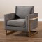 Baxton Studio Matteo Grey Velvet Upholstered Gold Finished Armchair 156-9783 - alternate 8